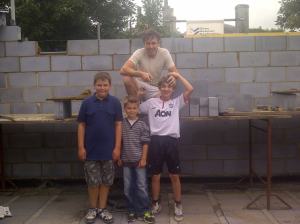 Andy with nephews James and Kieran and son Jordan all lending a hand