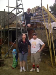 Daddy, Kate and Lee move a few thousand tile in the heavy rain - and all before breakfats